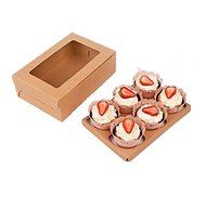 Whosee 4Pcs 6 holes Brown Muffin Holes Paper Cupcake Box N8