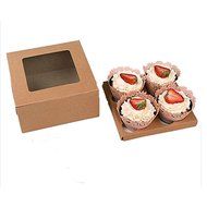 Whosee 4Pcs 6 holes Brown Muffin Holes Paper Cupcake Box N10