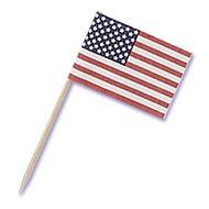 Dress My Cupcake DMC41F-6 12-Pack Paper American Flag Pick Decorative Cake Topper, 4th of July, Red/White/Blue