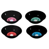 Amscan Nifty 50's Theme "Rock &amp; Roll" Vinyl Record Form Small Bowl Assortment (4 Pack), Black, 7 x 7.7"