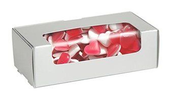 1-1/2 lb SILVER Tuck Top Candy Box with Window - Case of 250 N2