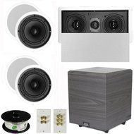 Theater Solutions 5.1 Home Theater 6.5" Speakers Set with Center 10" Powered Sub and More TS65CL51SET4