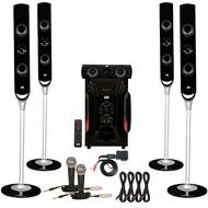 Acoustic Audio AAT1000 Tower 5.1 Speaker System with Bluetooth 2 Mics and 4 Extension Cables N2
