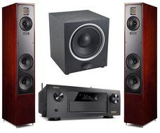 Martin Logan Motion 40 Cherry Floorstanding Speakers with Dynamo 500 Subwoofer and Denon AVR-X4300H A/V Receiver