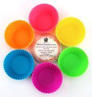 Mama Cups&reg; Silicone Baking Cups - 12 Multi Colored Muffin Molds Pack / Cupcake Liners, Non Stick, Heat Resistant... N4