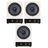 Blue Octave LW10 In Wall 10" Passive Subwoofer Speakers Home Theater 3 Sub and 3 Amp Set