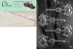 Cybrtrayd 45St50-N015 Crab Lolly Nautical Chocolate Candy Mold with 50-Pack 4.5-Inch Lollipop Sticks