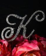 Unik Occasions Victorian Crystal Rhinestone Wedding Cake Topper, Large, Letter K, Silver