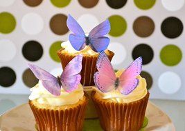 Edible Butterflies &copy; -Large Purple Set of 12 - Cake and Cupcake Toppers, Decoration
