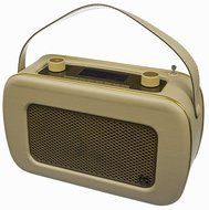 KitSound Jive Retro Portable DAB Radio with Dual Alarm Clock and Carry Handle - Cream/ Gold N2