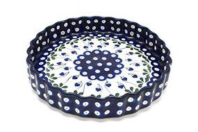 Polish Pottery Baker - Fluted Quiche - Large (9") - Bleeding Heart