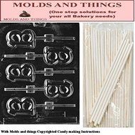 13th Lolly Chocolate Candy Mold With &copy; Candy Making Instruction + 100 lollipop sticks