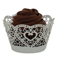 DDLBiz Christmas Lace Laser Cut Cupcake Wrapper Liner Baking Cup Muffin 25pc (White) N2