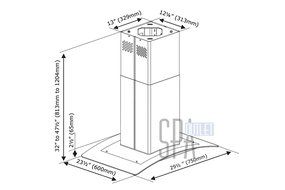 Blue Ocean 30-Inch Stainless Steel Island Mount Kitchen Range Hood, RH668I N2
