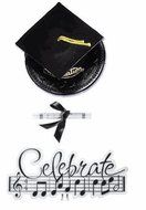 Black Graduation Hat &amp; Diploma Cake Topper - 3piece Set Cake Decoration Kit