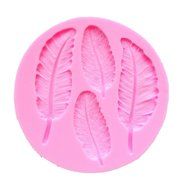 Wocuz W0105 4 Kinds of Feather Pattern Silicone Candy Fondant Chocolate Accessory Mold for Cake Decoration N2