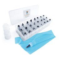 27 Piece Cake Decoration Icing Tips Set With Piping Bag - Stainless Steel Dispenser Nozzle Kit For Professional... N4