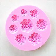 Wocuz W0599 8 Different Sizes of Same Roses Pattern Fondant Chocolate Candy Making Mold Small Pastry Mould Cake...