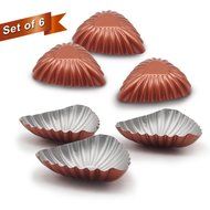 Marx&reg; Non-stick Carbon Steel 3 Inch Shell Molds Mini Tart Pans, Quiche Pan, Mini Pie, Cake Mold(6-pack) Ns6-005 N2
