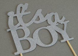 All About Details Silver It&#039;s-a-boy Cake Topper N2