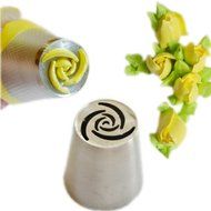 19pcs/set Russian Piping Tips:7 Russian Tips +1 Tri-color Coupler +1 Reusable Silicone bag +10 Disposable Pastry... N6