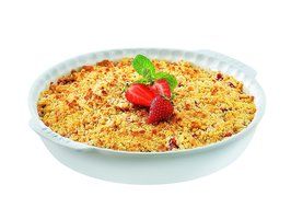 Pyrex 26 cm Round Stoneware Impressions Pie Dish with Handles, White N2