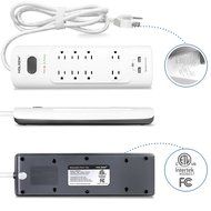HOLSEM 5 Outlets Surge Protector Power Strip with 2 USB Charging Ports (5V/2.1A) and 4' Heavy Duty Extension Cord... N9
