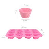 BonDream 12-Cavity Silicone Floral Non Stick Bakeware Cake Bread Mold Chocolate Candy Baking Mould,Set of 2-6... N5