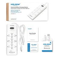 HOLSEM 5 Outlets Surge Protector Power Strip with 2 USB Charging Ports (5V/2.1A) and 4' Heavy Duty Extension Cord... N13