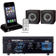 Pyle Audio System for Home, Studio, Bar etc. - PCA3 Mini 2x75W Stereo Power Amplifier - PCB3BK 3'' 100 Watt Black...