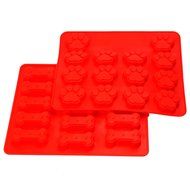 Kingstar Silicone Mini Paw Cake Pan Bone Bakeware Baking Mold Set of 2 with Lovely Brush, 29-cavity N15