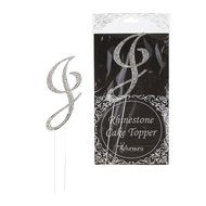 Lunaura - Sparkling Rhinestone Letter Cake Topper - J