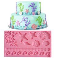 DIY Coral Starfish Shell Lace Fondant and Gum Paste Silicone Mold for Ocean Theme Cake Decorations Random Color