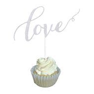 Aisila Pack of 20 Glitter Paper LOVE Wedding Cupcake Toppers Golden (Love 1) N2