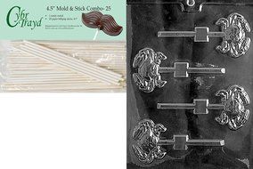 Cybrtrayd 45St25-N015 Crab Lolly Nautical Chocolate Candy Mold with 25-Pack 4.5-Inch Lollipop Sticks