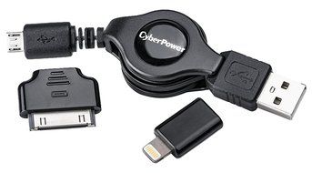 CyberPower CPU3RTAKT 2.5' Apple Certified Retractable Cable Kit, Black N3