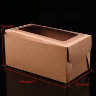 Whosee 4Pcs 6 holes Brown Muffin Holes Paper Cupcake Box N14