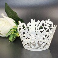 Somnr&reg; Premium Cupcake Wrappers - 108pcs Pack - Shimmering Decorative White Vine Lace Liner - Versatile design...