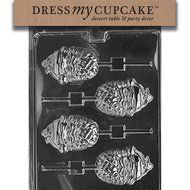 Dress My Cupcake DMCC152 Chocolate Candy Mold, Smiling Santa Lollipop, Christmas