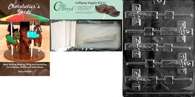 Cybrtrayd R023 Cross Lolly Chocolate Candy Mold with Exclusive Cybrtrayd Copyrighted Chocolate Molding Instructions... N5