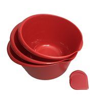 3 Piece Nesting Mixing Bowls with Spatula, Red