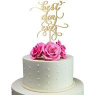 Sugar Yeti Made In USA Wedding Cake Topper Best Day Ever #16 Gold Mirror N12