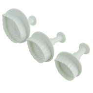 uxcell Rose Leaf Veined Plunger Cutter Sugarcraft Craft Xmas Cake Decor 3 Pcs