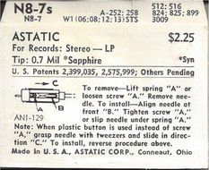 Astatic N8-7s 0.7 Mil Sapphire Phonograph Needle