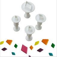 Sher Diamond Rhombus Cake Cookie Plunger Sugarcraft Cutters Fondant Tool Cake Decorating Mold,Set of 4 N3