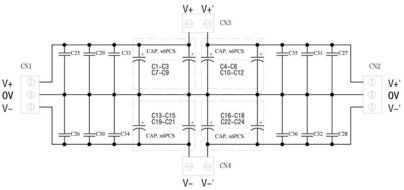 Electronics-Salon 1PCS Capacitor Filter Bare PCB, Support 24pcs D22mm Electrolytic Capacitors. N6