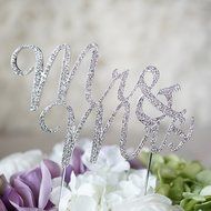 Mr &amp; Mrs Monogram Silhouette Rhinestone Wedding Cake Topper Decoration with Crystals