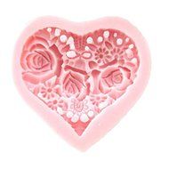 HT BAKEWARE | Heart Shaped Embossed Flowers Silicone Mold N3