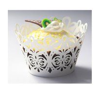 KKwell 50pcs Hollow Laser Beautiful Cake Baking Side Wedding Cake Cups (White) N2