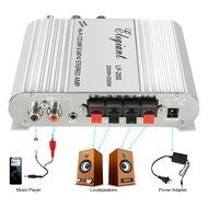 ELEGIANT 200W 12V Mini Hi-Fi Amplifier Booster Radio MP3 Stereo for Car Motorcycle Home with Power Adapter N5